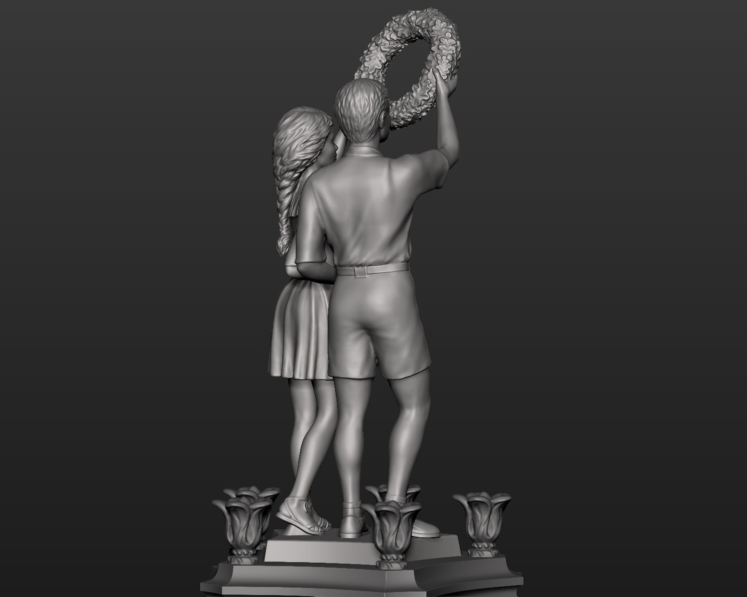 Sculpture of a Boy and a Girl. Park Sculpture. Sculptor Sergiy Yurchenko.